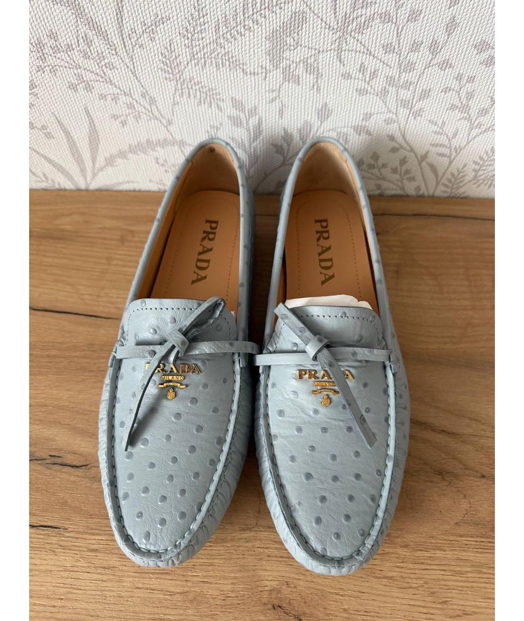 PRADA Голубые мокасины из экзотической кожи, фото 2