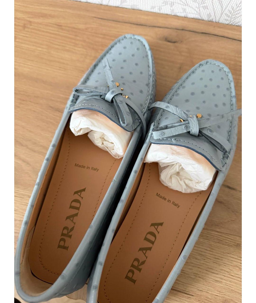 PRADA Голубые мокасины из экзотической кожи, фото 5