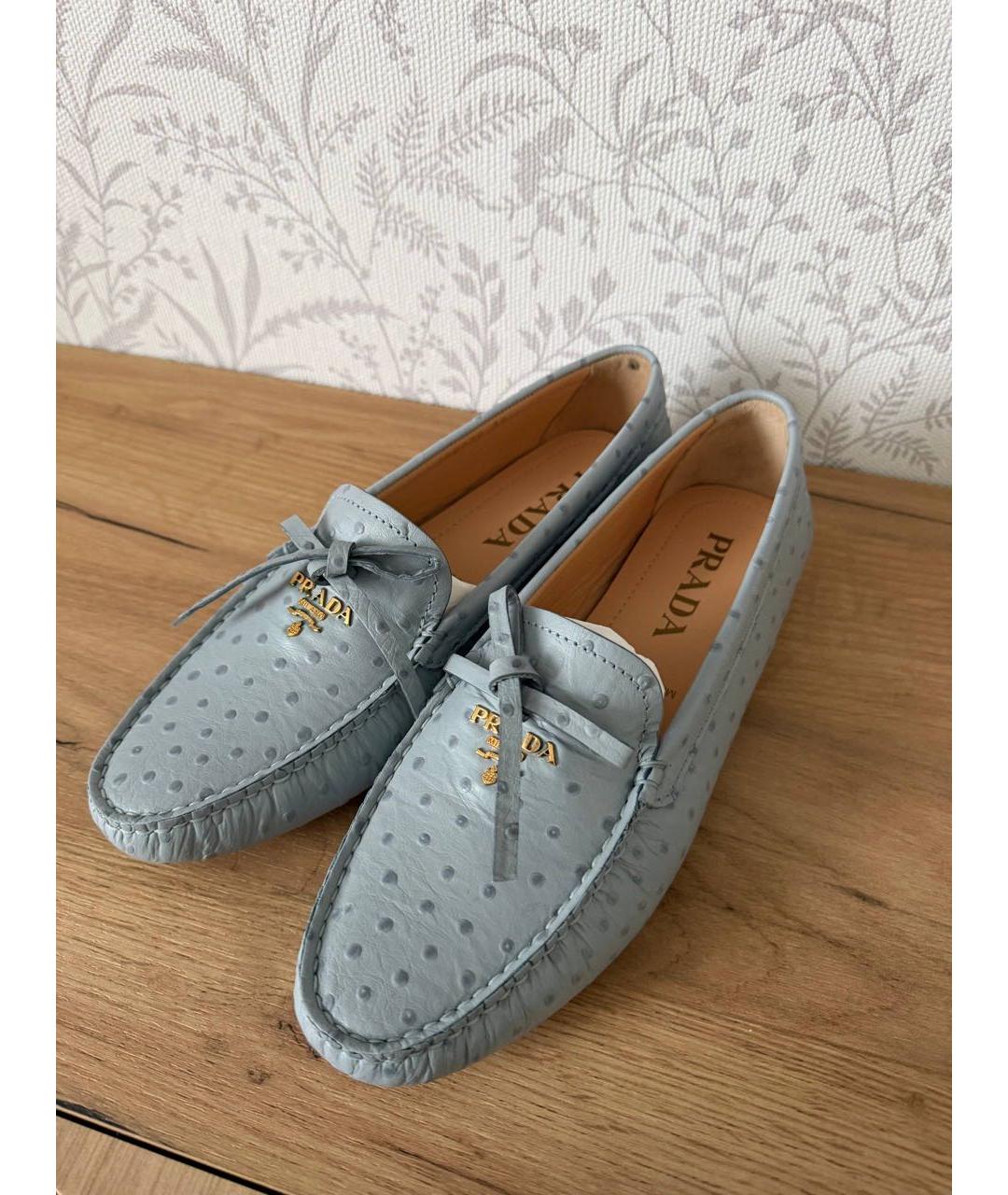 PRADA Голубые мокасины из экзотической кожи, фото 4