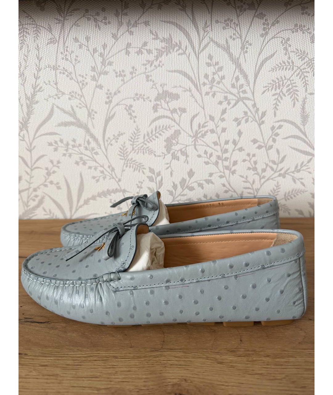 PRADA Голубые мокасины из экзотической кожи, фото 8