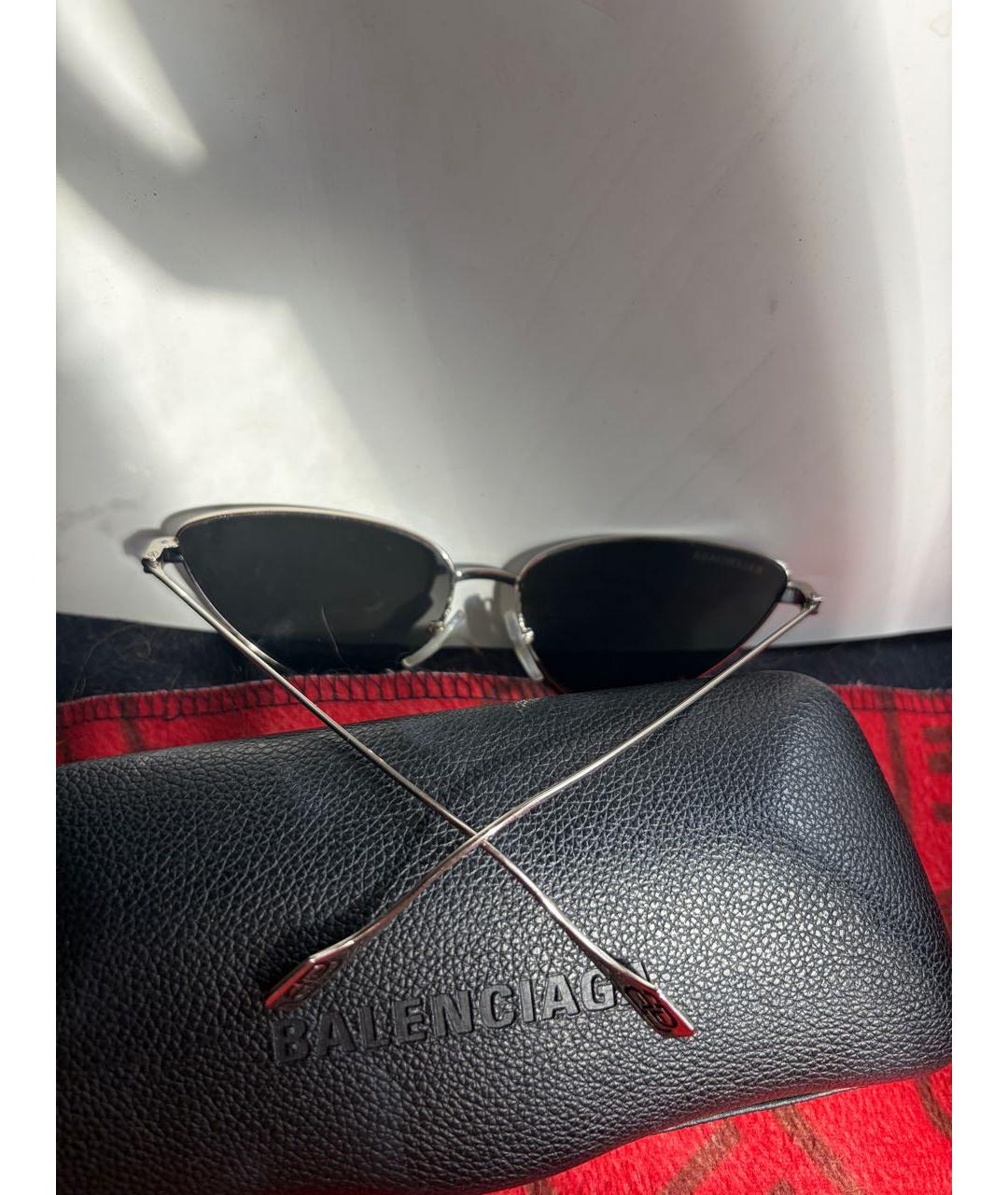 BALENCIAGA Серебряные металлические солнцезащитные очки, фото 4