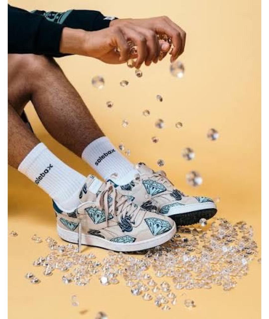REEBOK Бежевые низкие кроссовки / кеды из искусственной кожи, фото 4