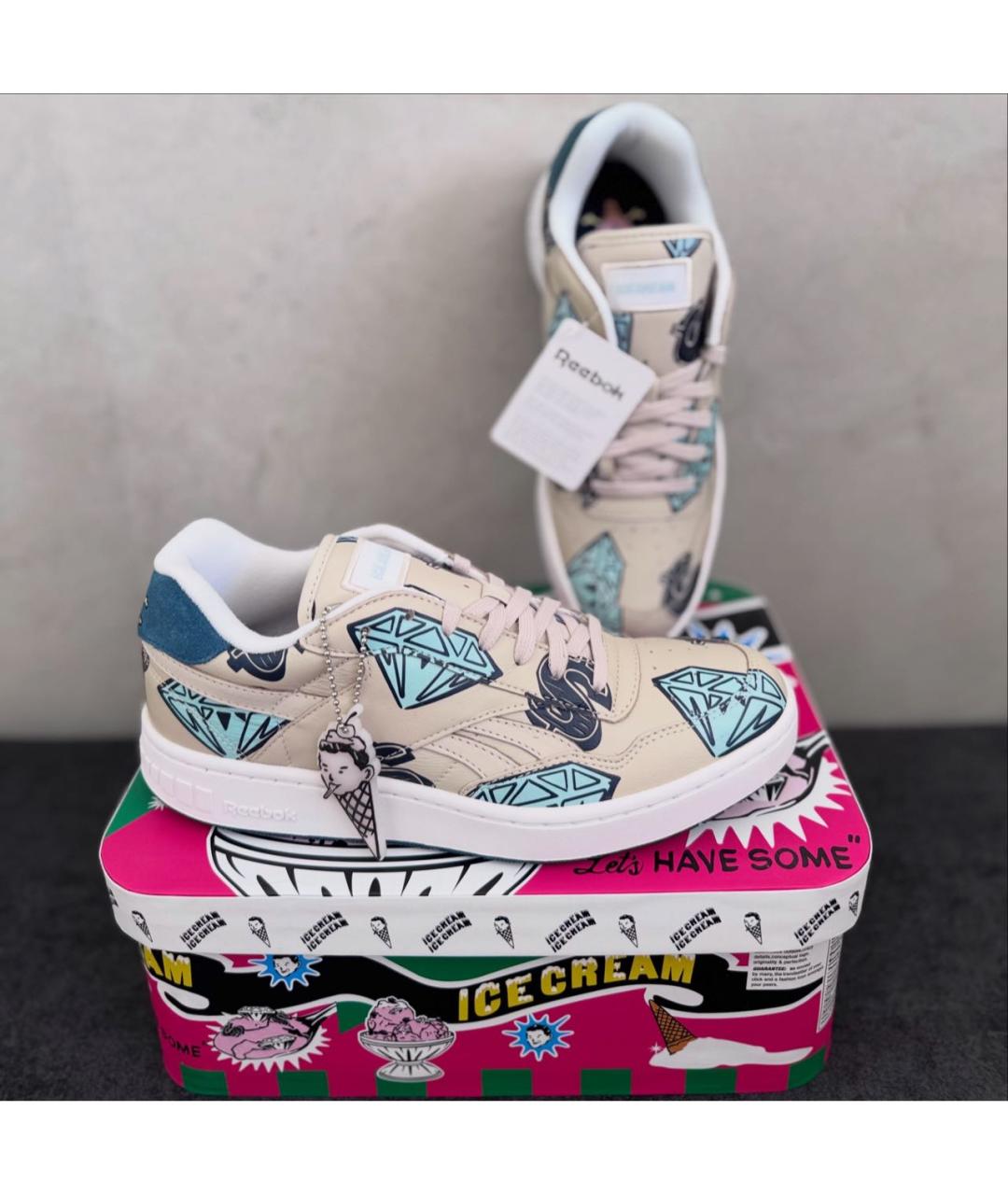 REEBOK Бежевые низкие кроссовки / кеды из искусственной кожи, фото 3