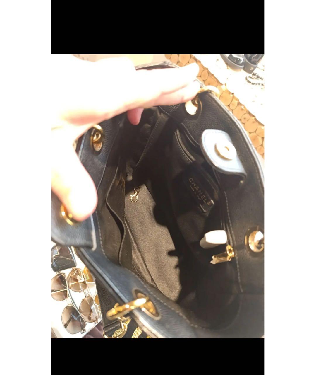 CHANEL Черная кожаная сумка тоут, фото 6