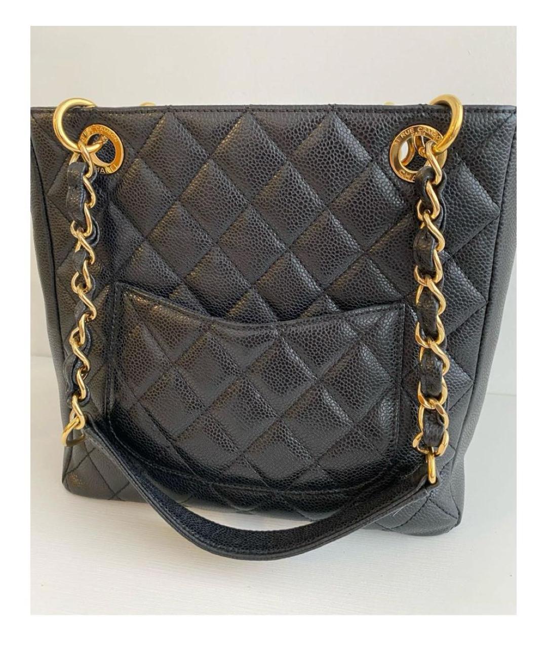 CHANEL Черная кожаная сумка тоут, фото 3