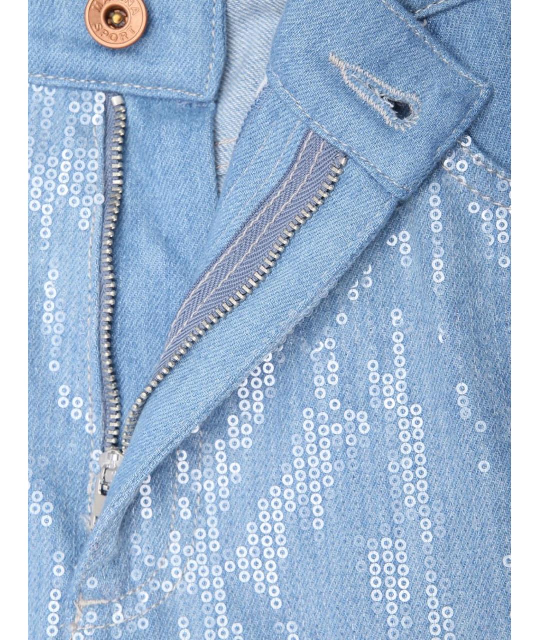 MAX MARA Голубые хлопковые прямые джинсы, фото 7