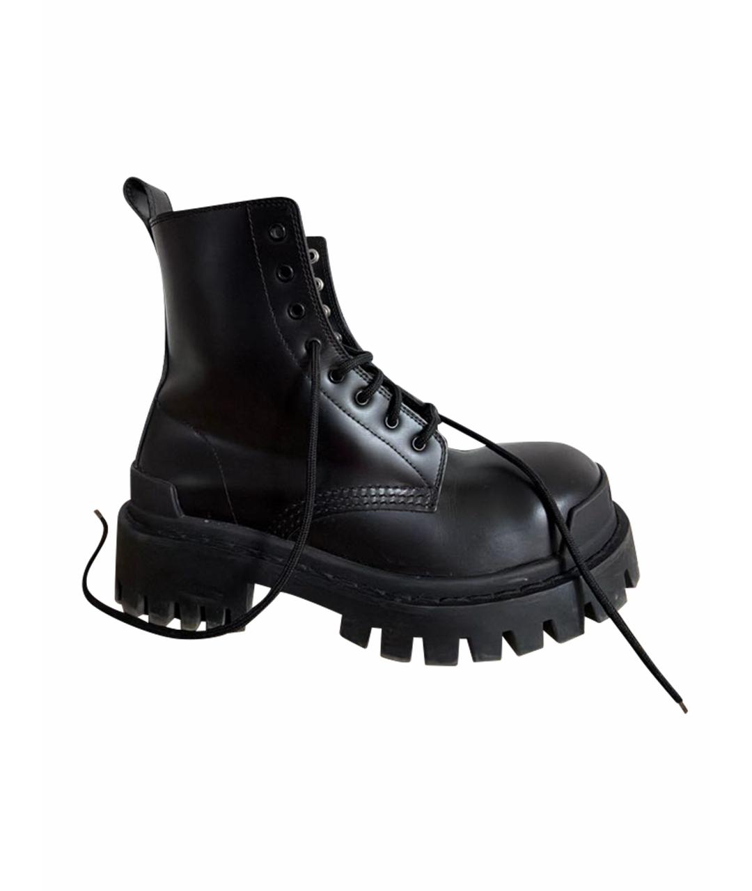 BALENCIAGA Черные кожаные ботинки, фото 1