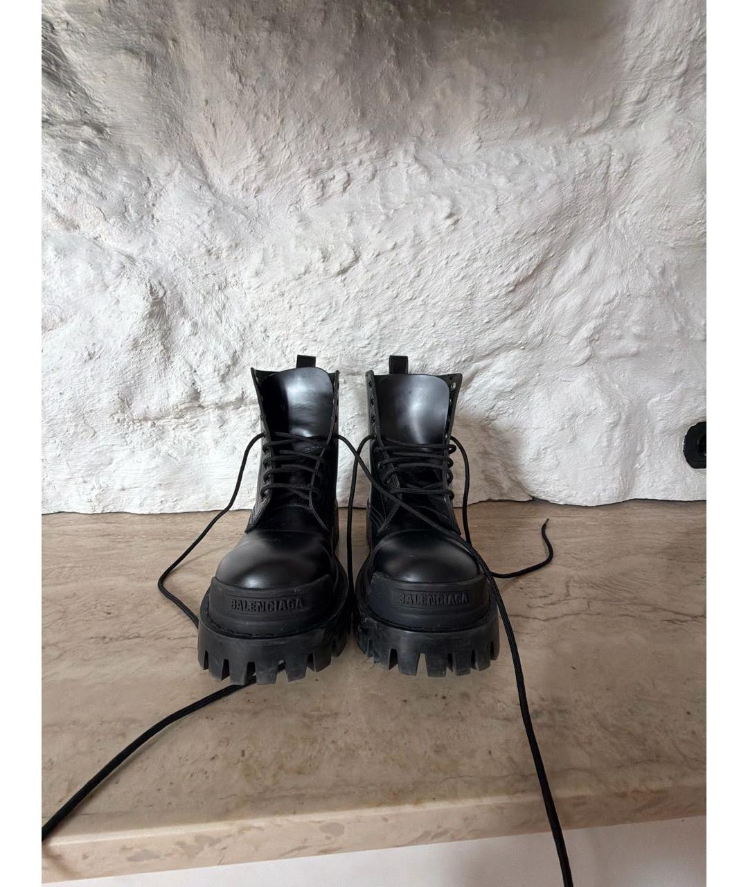 BALENCIAGA Черные кожаные ботинки, фото 2