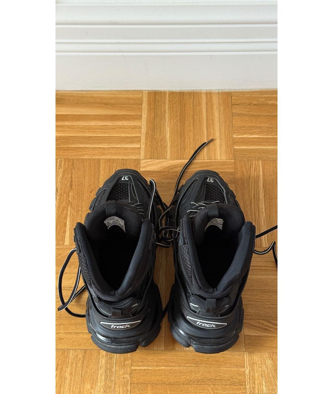 BALENCIAGA Черные кожаные кроссовки, фото 4