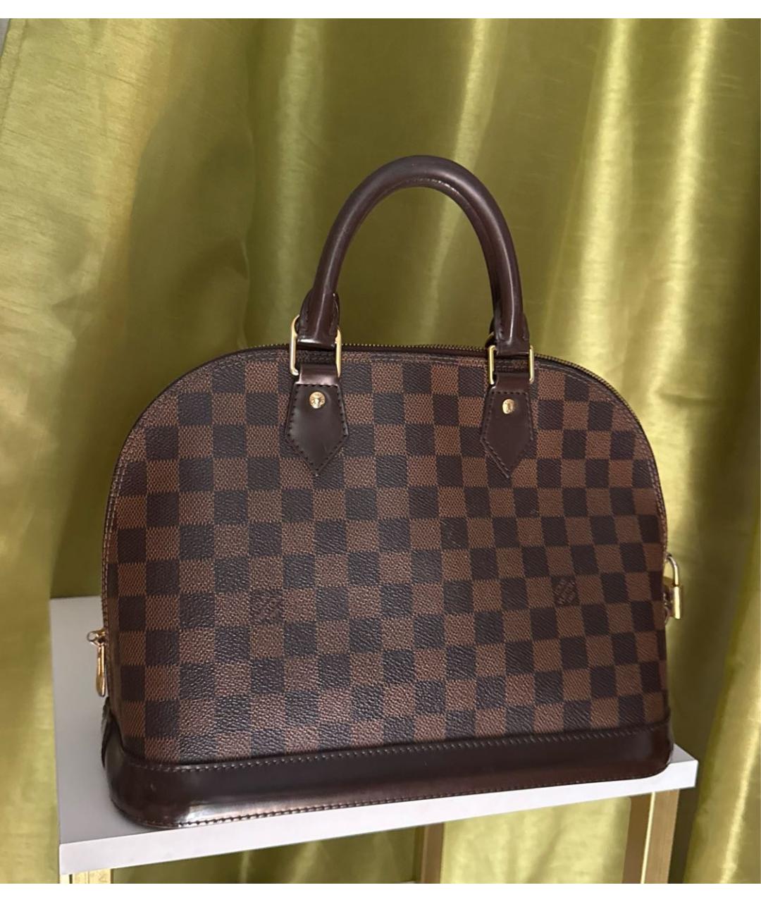 LOUIS VUITTON Коричневая кожаная сумка с короткими ручками, фото 9