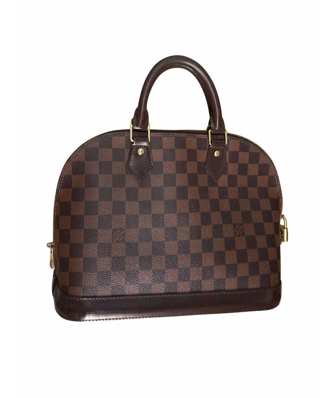 LOUIS VUITTON Коричневая кожаная сумка с короткими ручками, фото 1