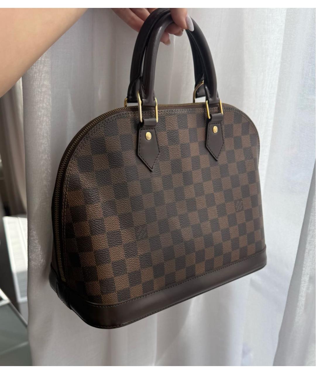 LOUIS VUITTON Коричневая кожаная сумка с короткими ручками, фото 2