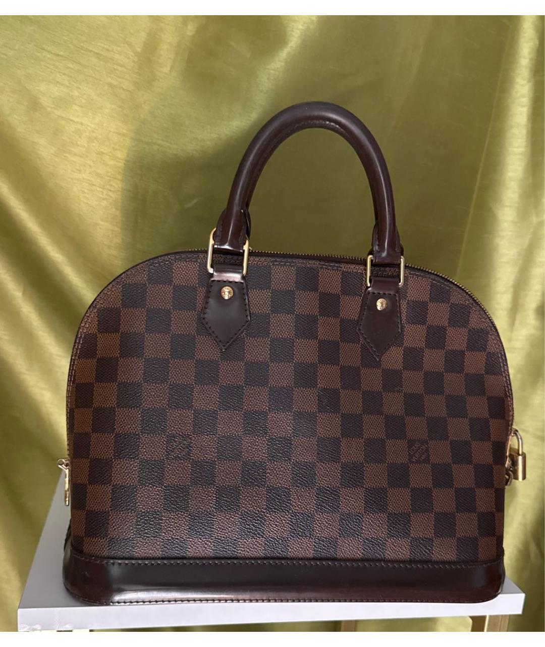 LOUIS VUITTON Коричневая кожаная сумка с короткими ручками, фото 3
