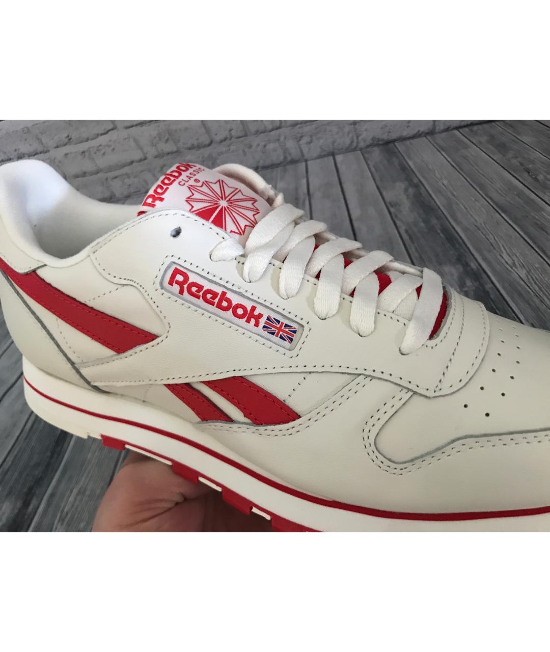 REEBOK Белые кожаные низкие кроссовки / кеды, фото 6