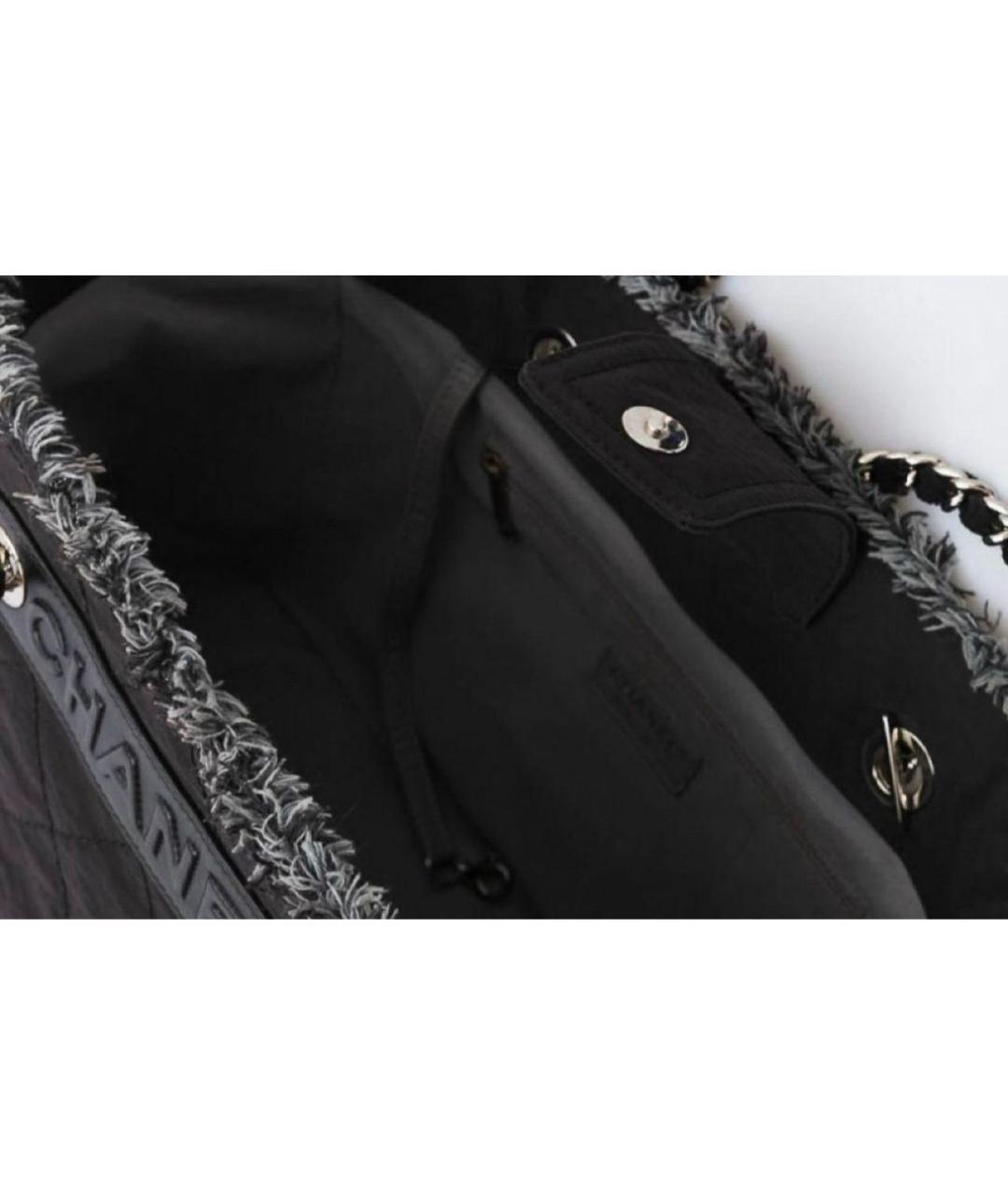 CHANEL Черная тканевая сумка тоут, фото 4