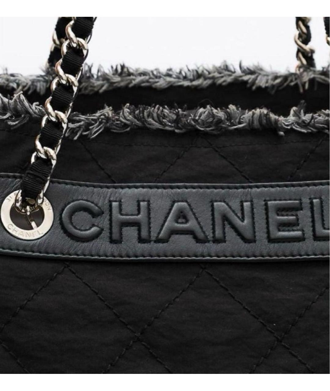 CHANEL Черная тканевая сумка тоут, фото 2