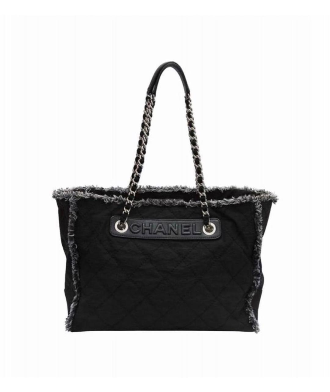 CHANEL Черная тканевая сумка тоут, фото 6