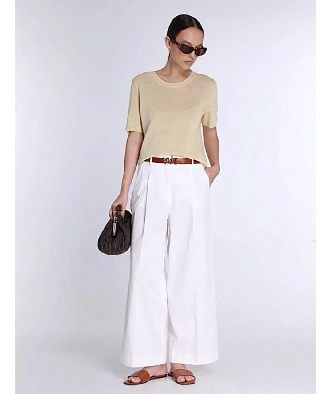 WEEKEND MAX MARA Белые хлопковые джинсы клеш, фото 5
