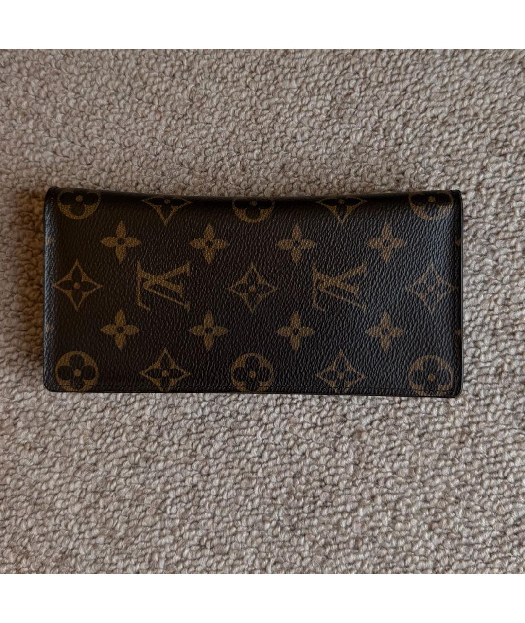LOUIS VUITTON Коричневый кожаный кошелек, фото 7