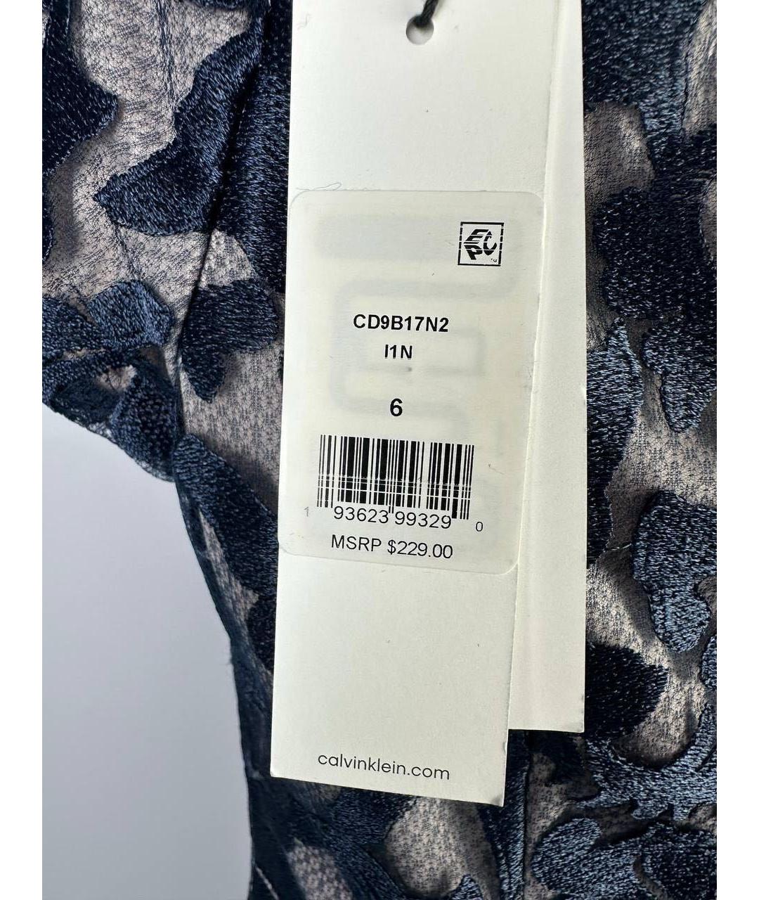 CALVIN KLEIN Синее кружевное коктейльное платье, фото 7