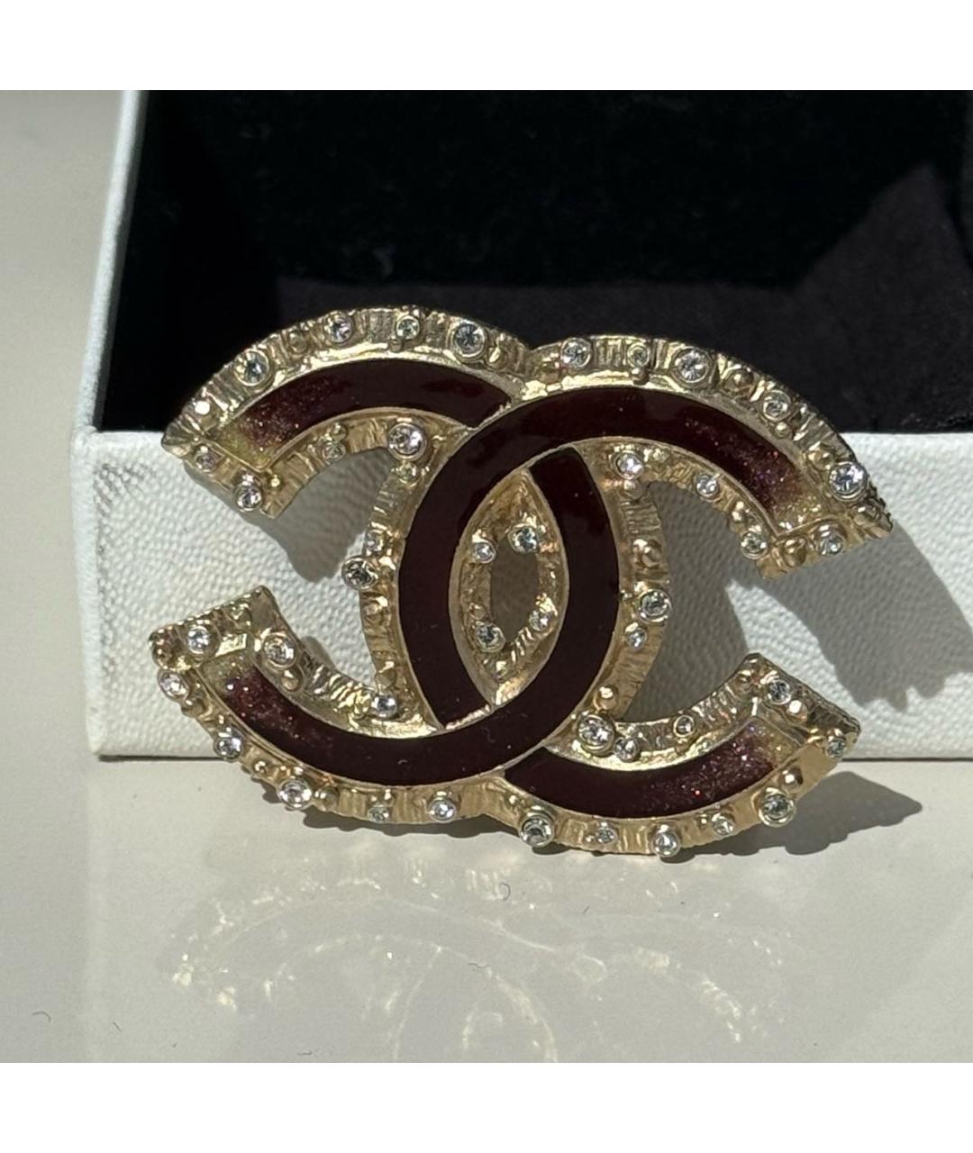 CHANEL Бордовая металлическая булавка / брошь, фото 8