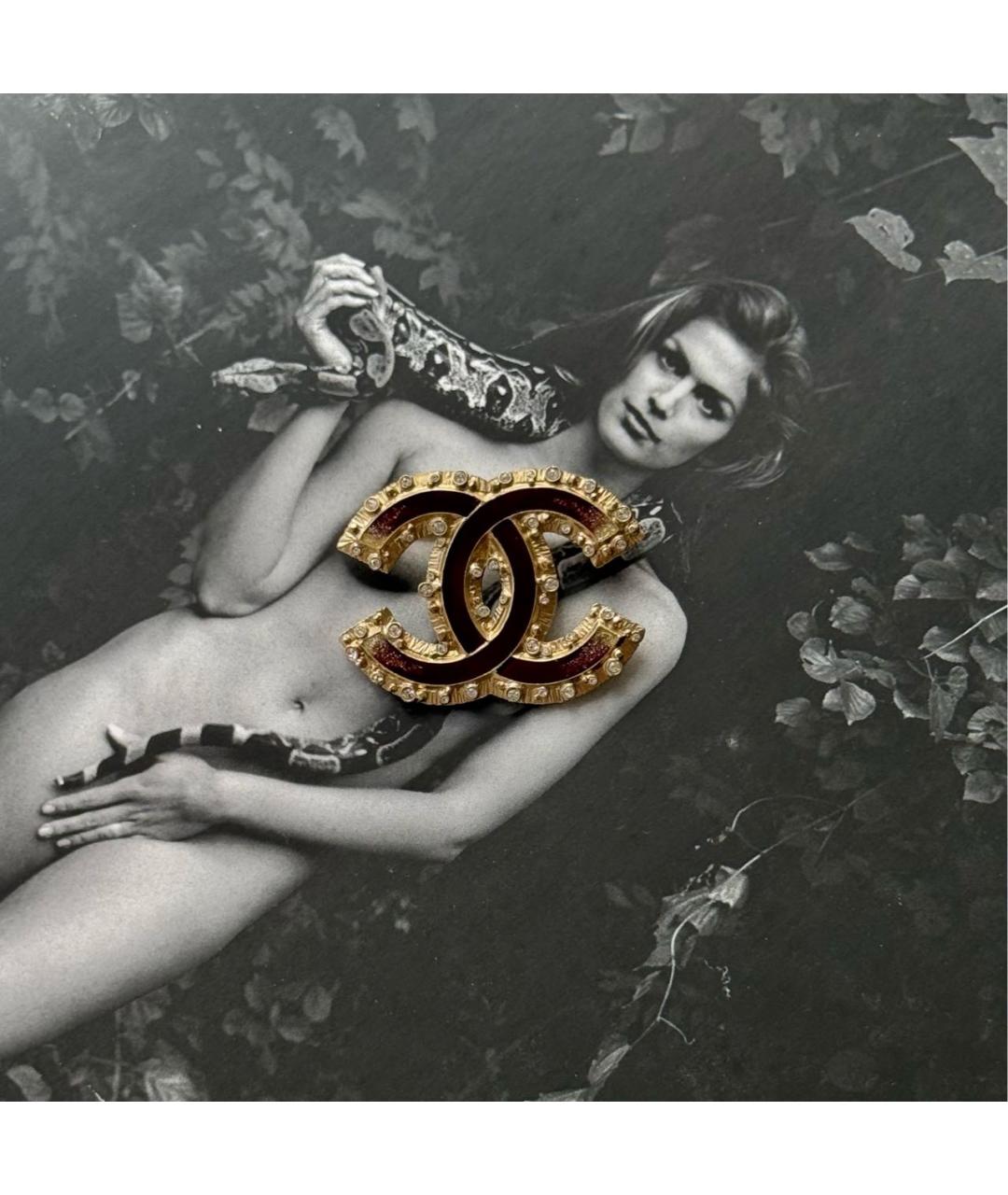 CHANEL Бордовая металлическая булавка / брошь, фото 7