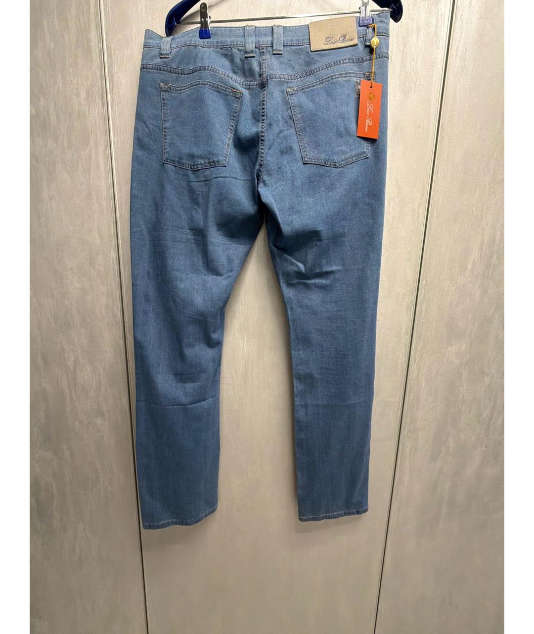 LORO PIANA Голубые хлопковые джинсы скинни, фото 2