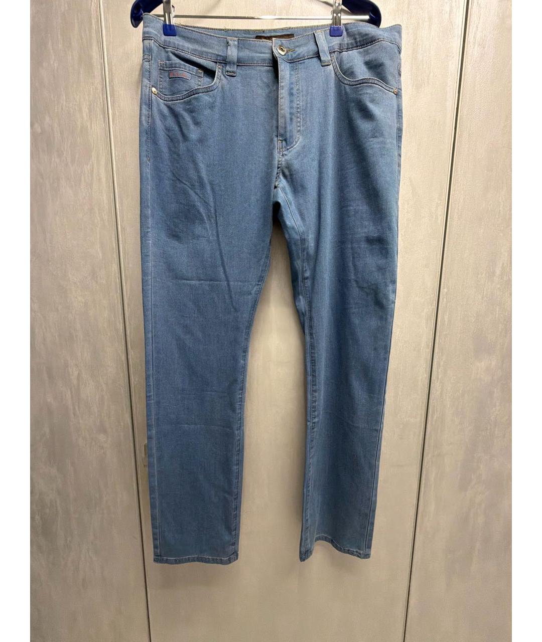 LORO PIANA Голубые хлопковые джинсы скинни, фото 5