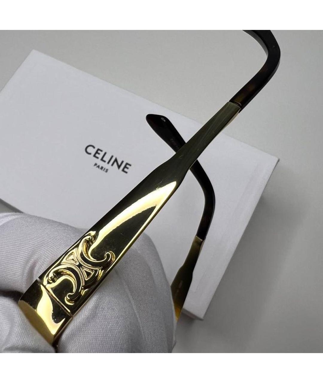 CELINE Золотые металлические солнцезащитные очки, фото 7