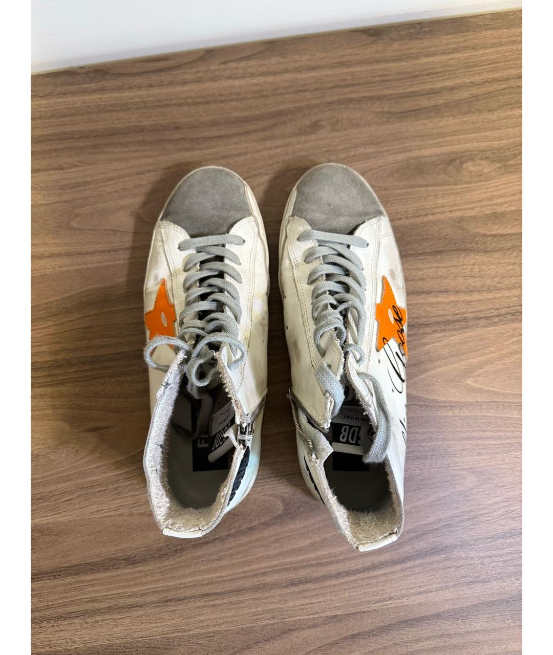 GOLDEN GOOSE Белые кожаные высокие кроссовки / кеды, фото 3