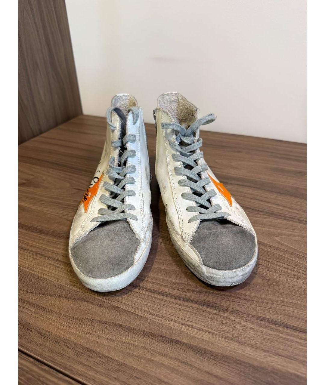 GOLDEN GOOSE Белые кожаные высокие кроссовки / кеды, фото 2