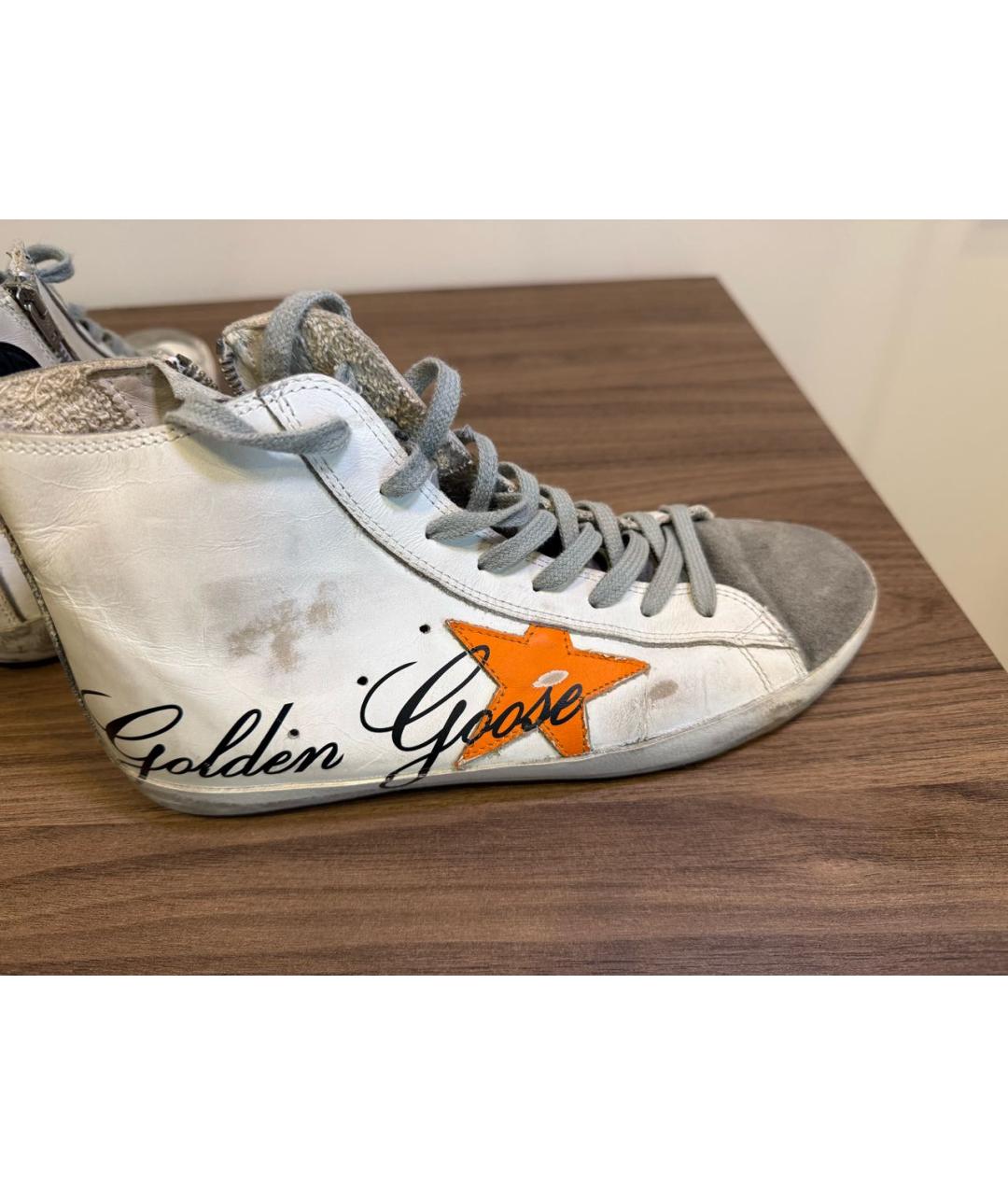 GOLDEN GOOSE Белые кожаные высокие кроссовки / кеды, фото 5