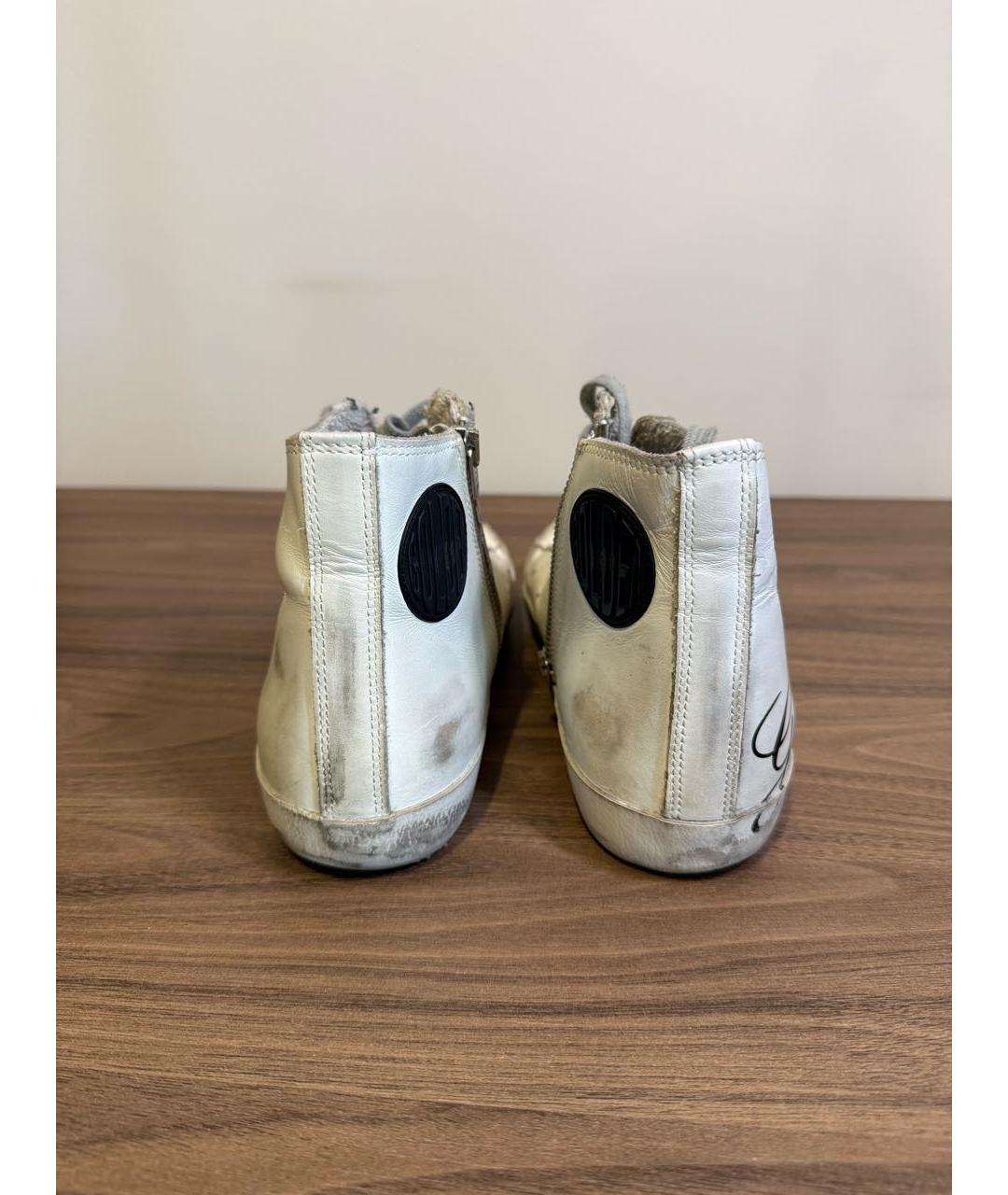 GOLDEN GOOSE Белые кожаные высокие кроссовки / кеды, фото 4