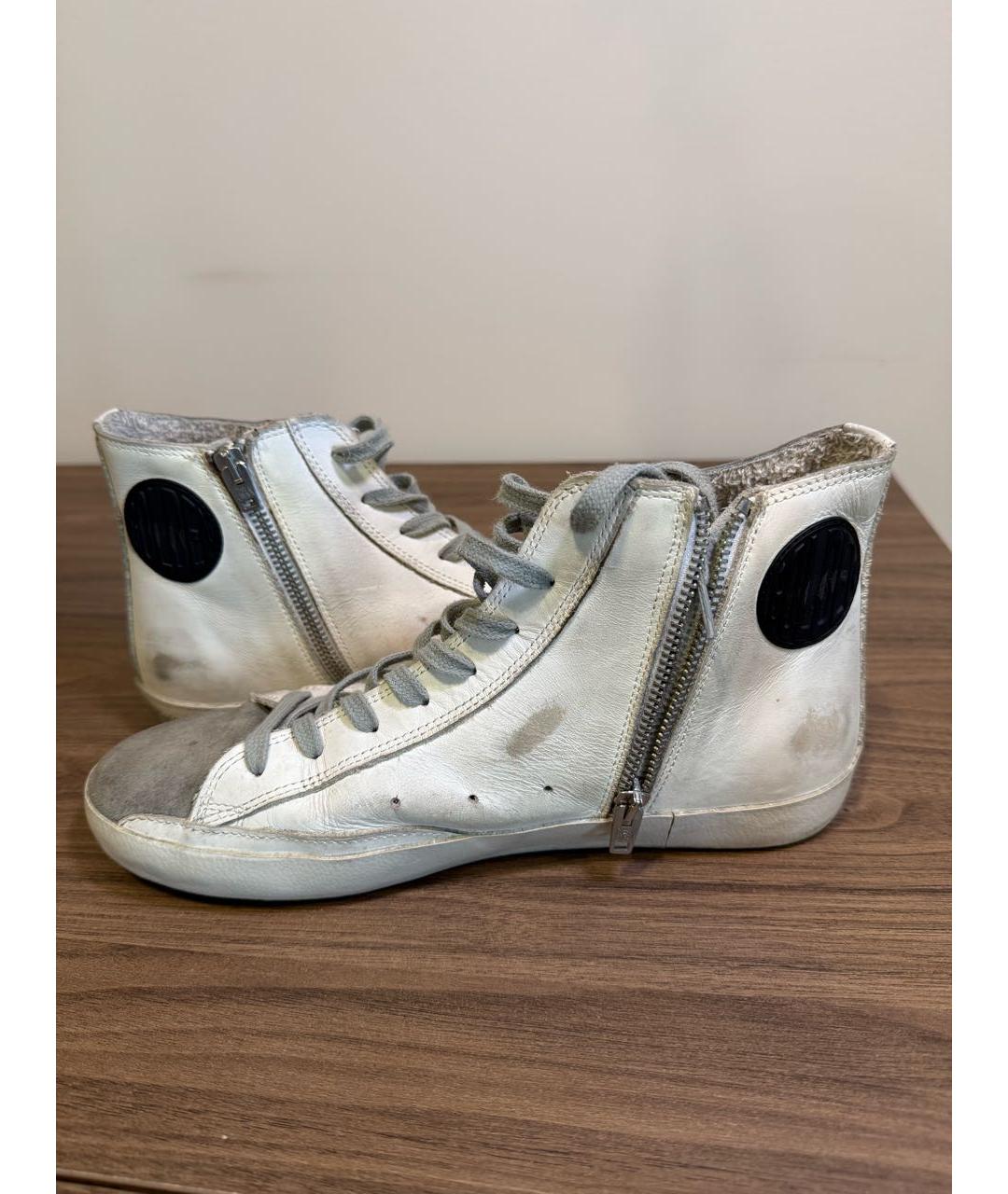 GOLDEN GOOSE Белые кожаные высокие кроссовки / кеды, фото 6