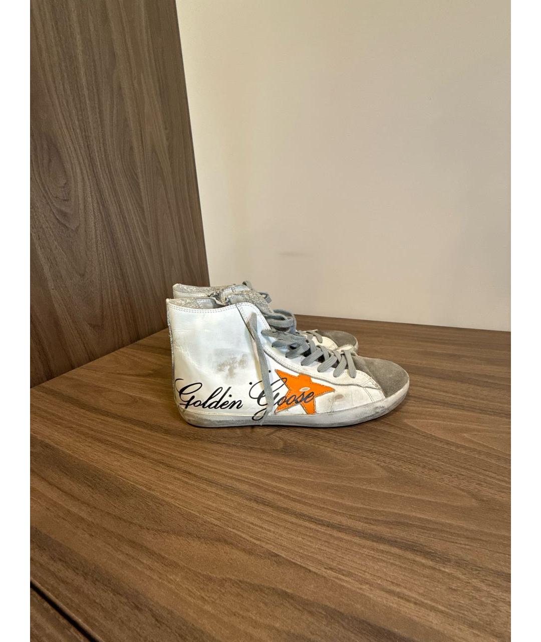 GOLDEN GOOSE Белые кожаные высокие кроссовки / кеды, фото 8