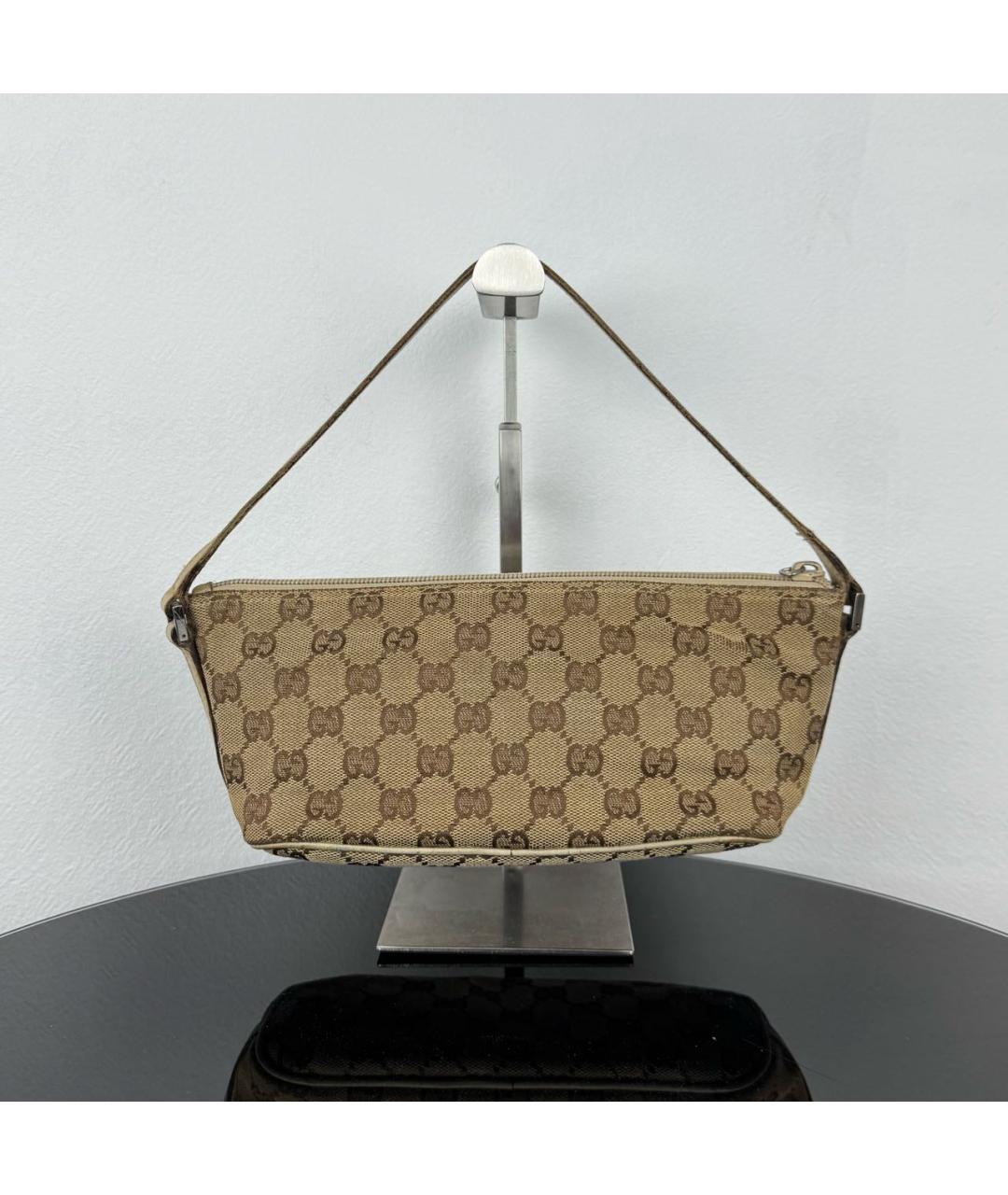GUCCI Коричневая канва сумка с короткими ручками, фото 2