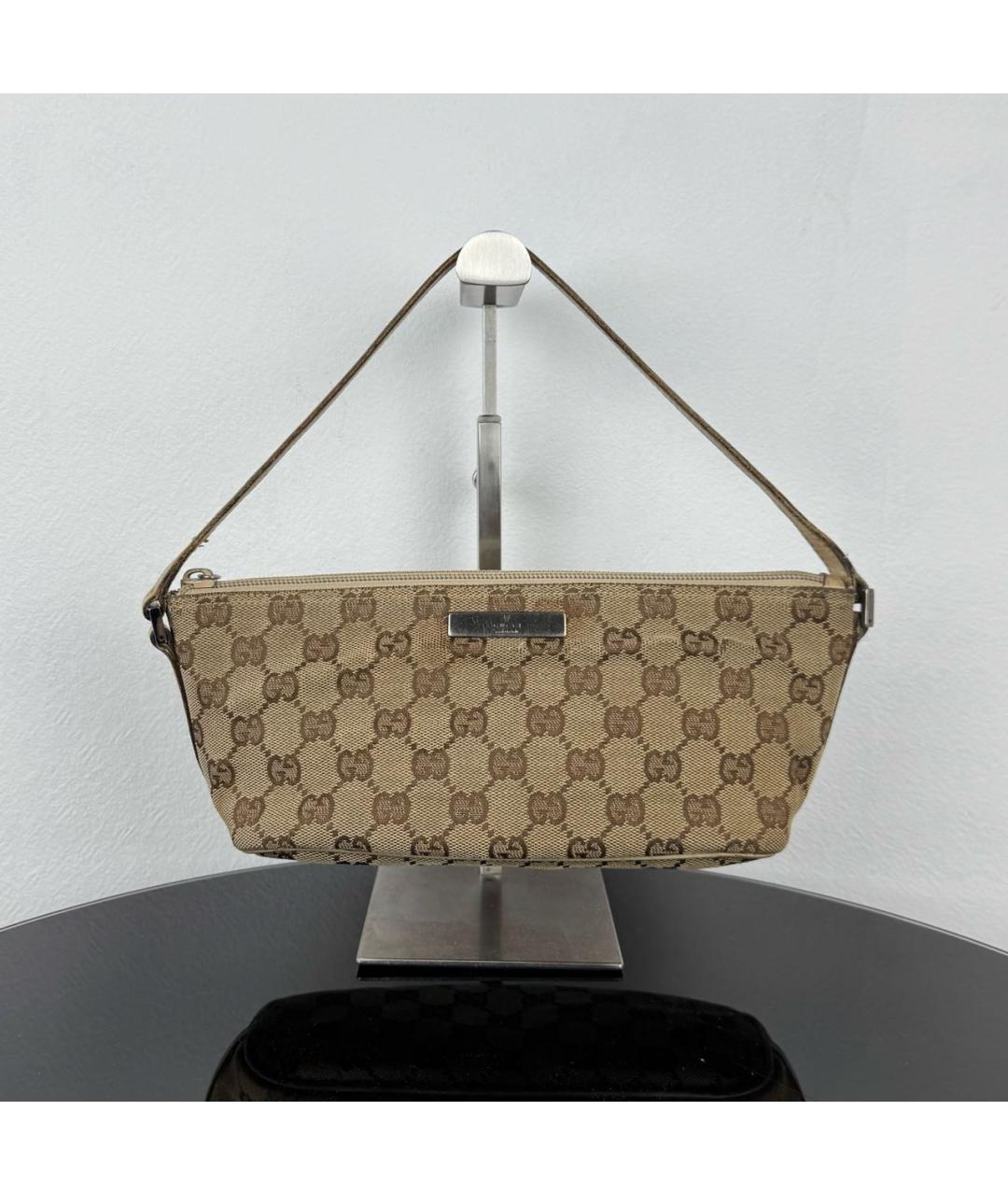 GUCCI Коричневая канва сумка с короткими ручками, фото 7