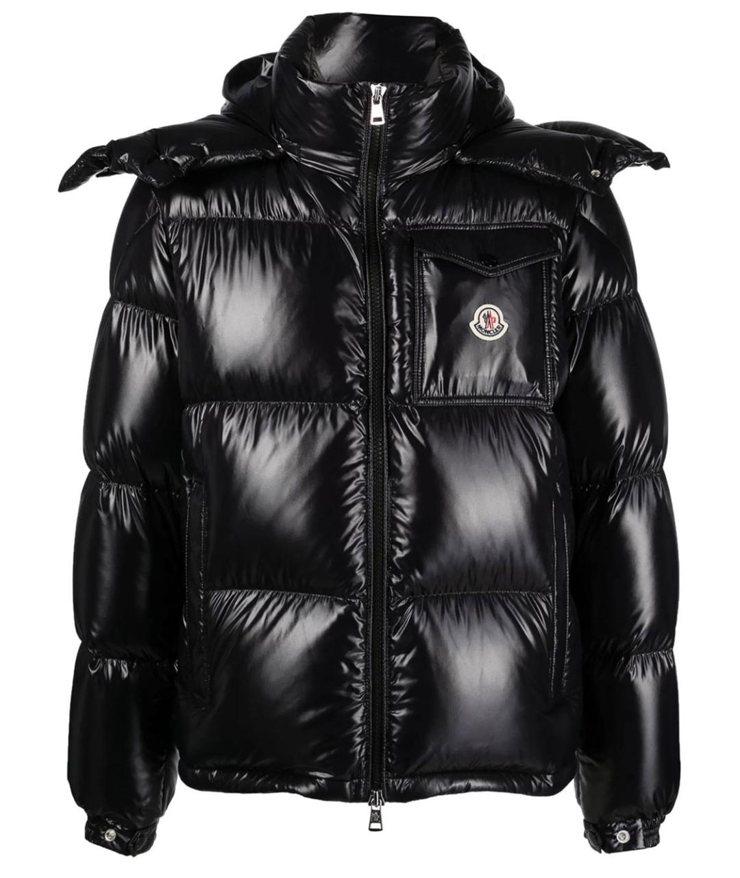 MONCLER Черный полиамидовый пуховик, фото 1