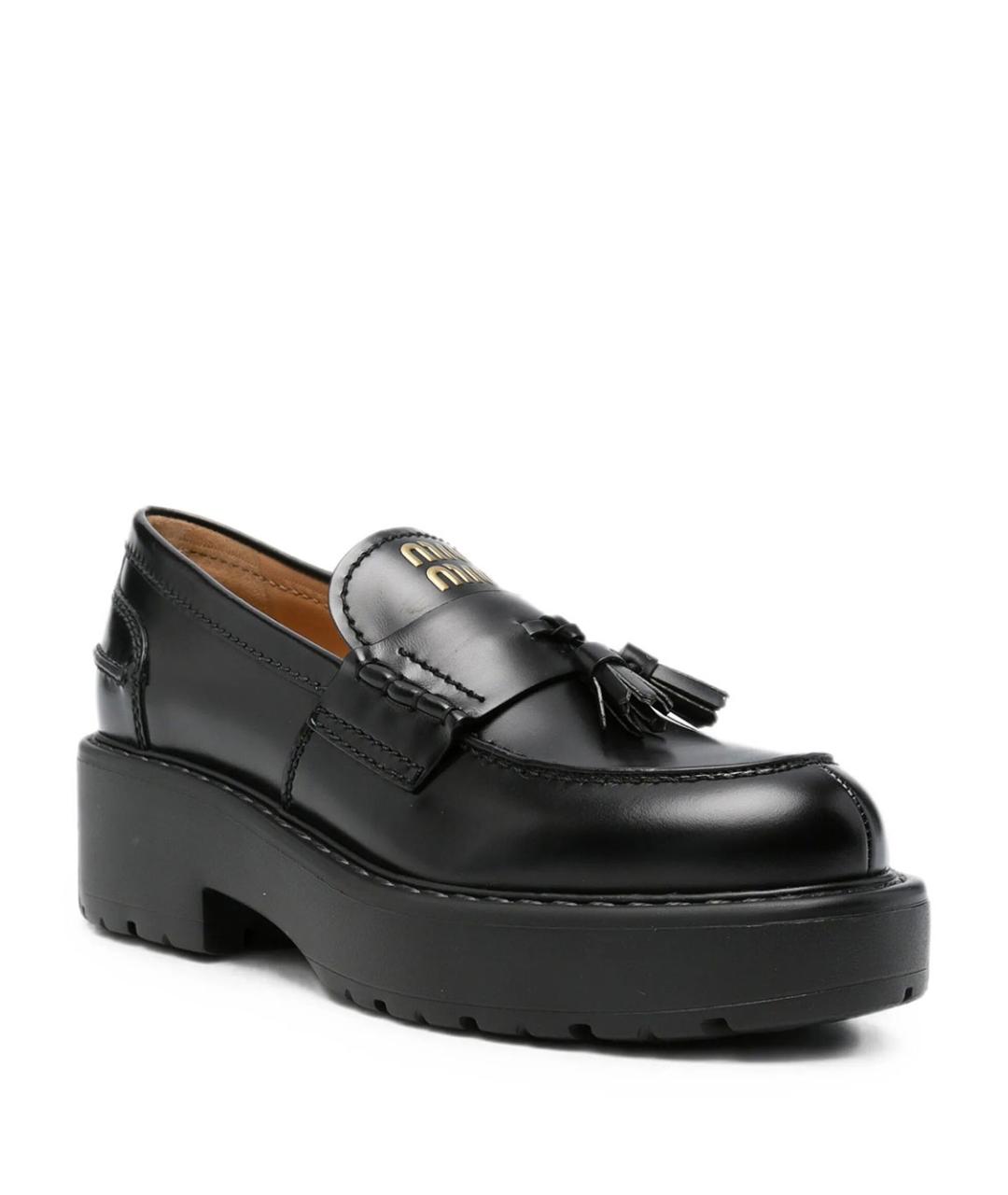 MIU MIU Черные кожаные лоферы, фото 2