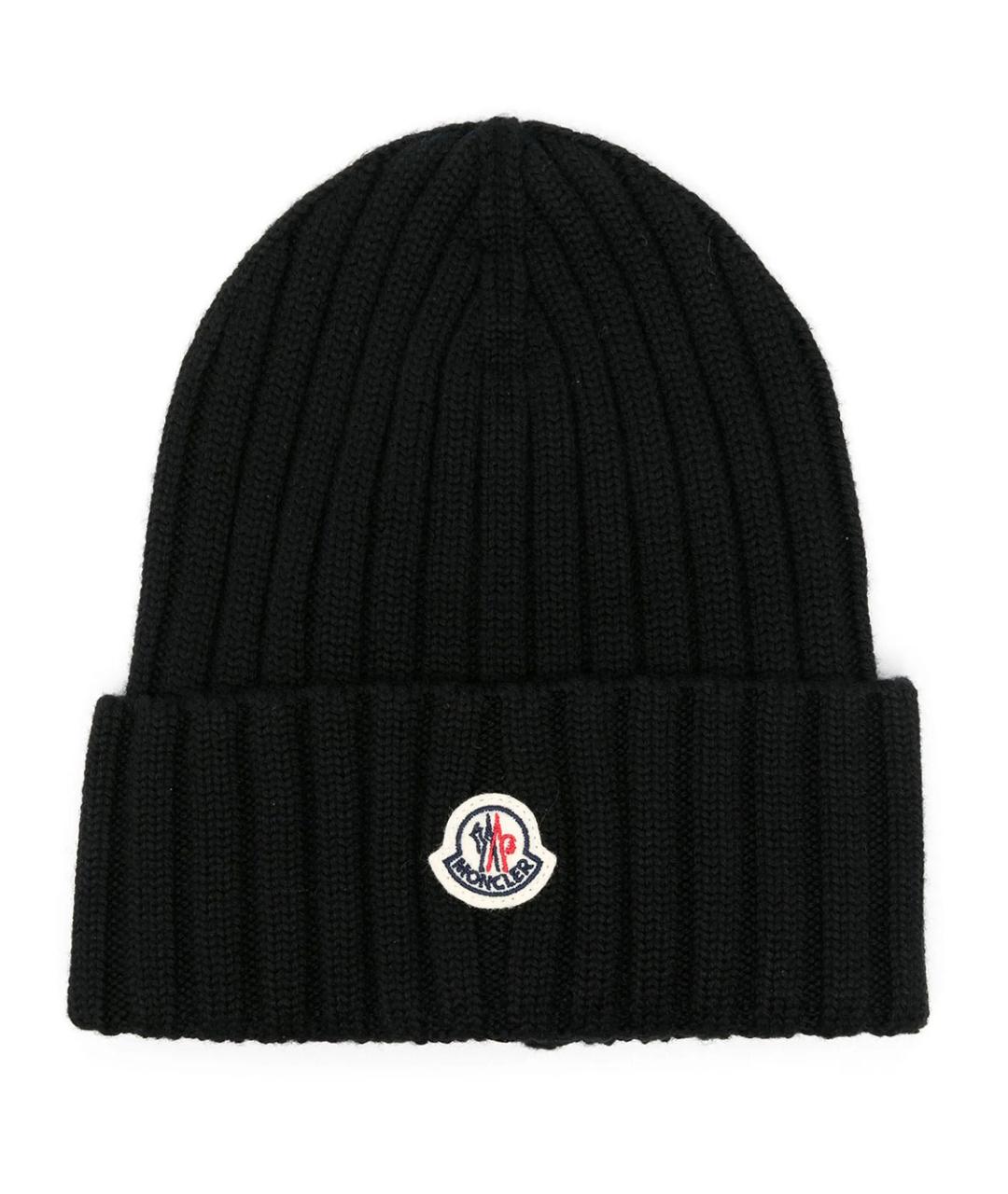 MONCLER Черная шерстяная шапка, фото 3