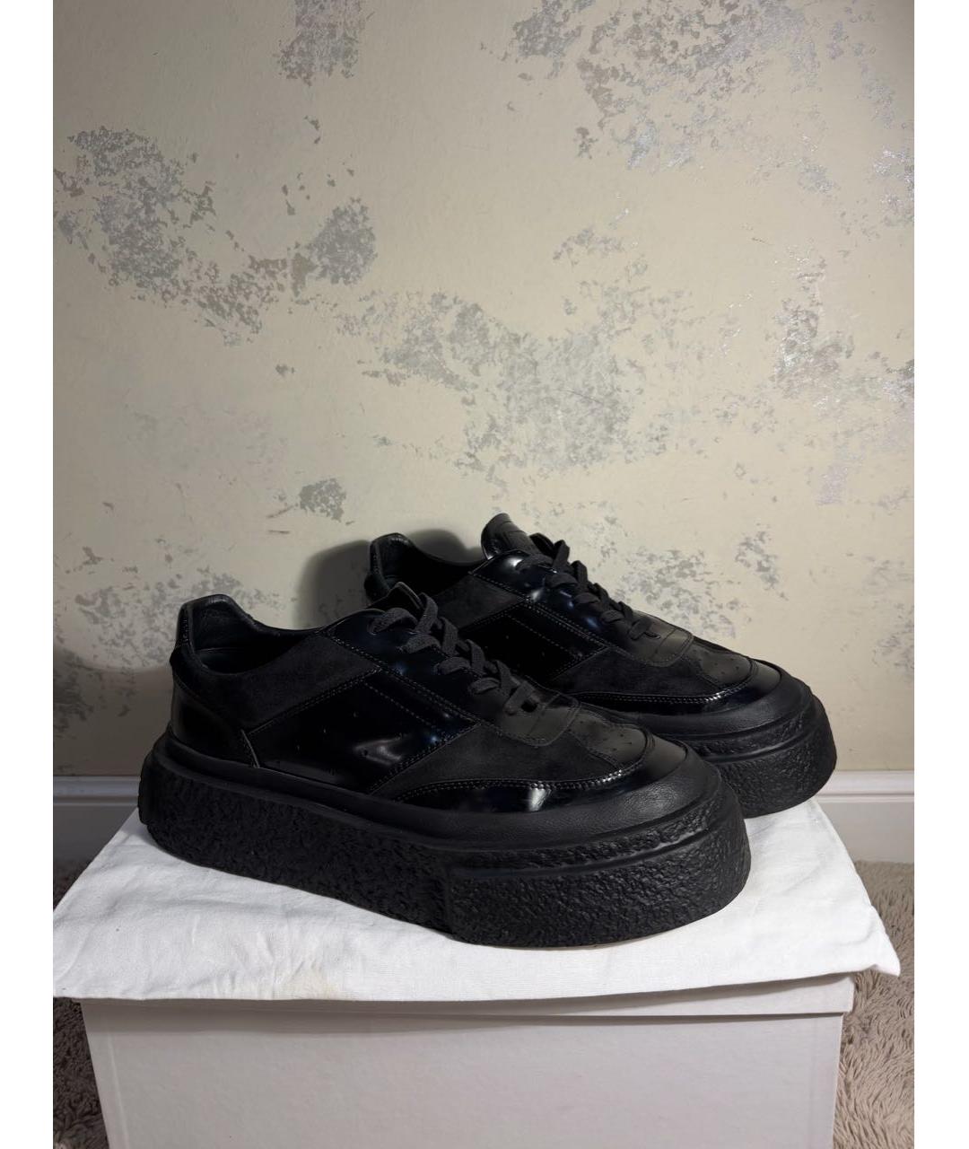 MM6 MAISON MARGIELA Черные кожаные низкие кроссовки / кеды, фото 6