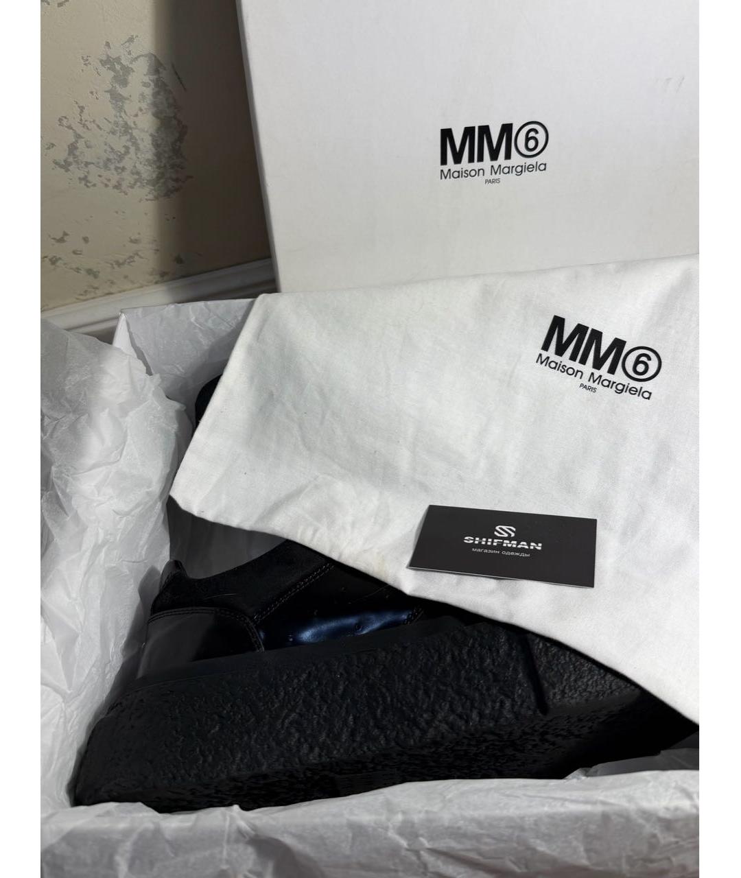 MM6 MAISON MARGIELA Черные кожаные низкие кроссовки / кеды, фото 5