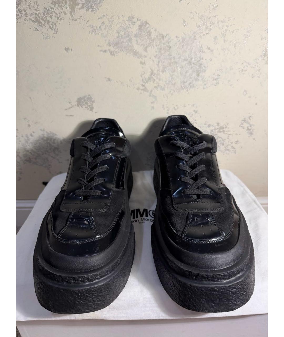 MM6 MAISON MARGIELA Черные кожаные низкие кроссовки / кеды, фото 2