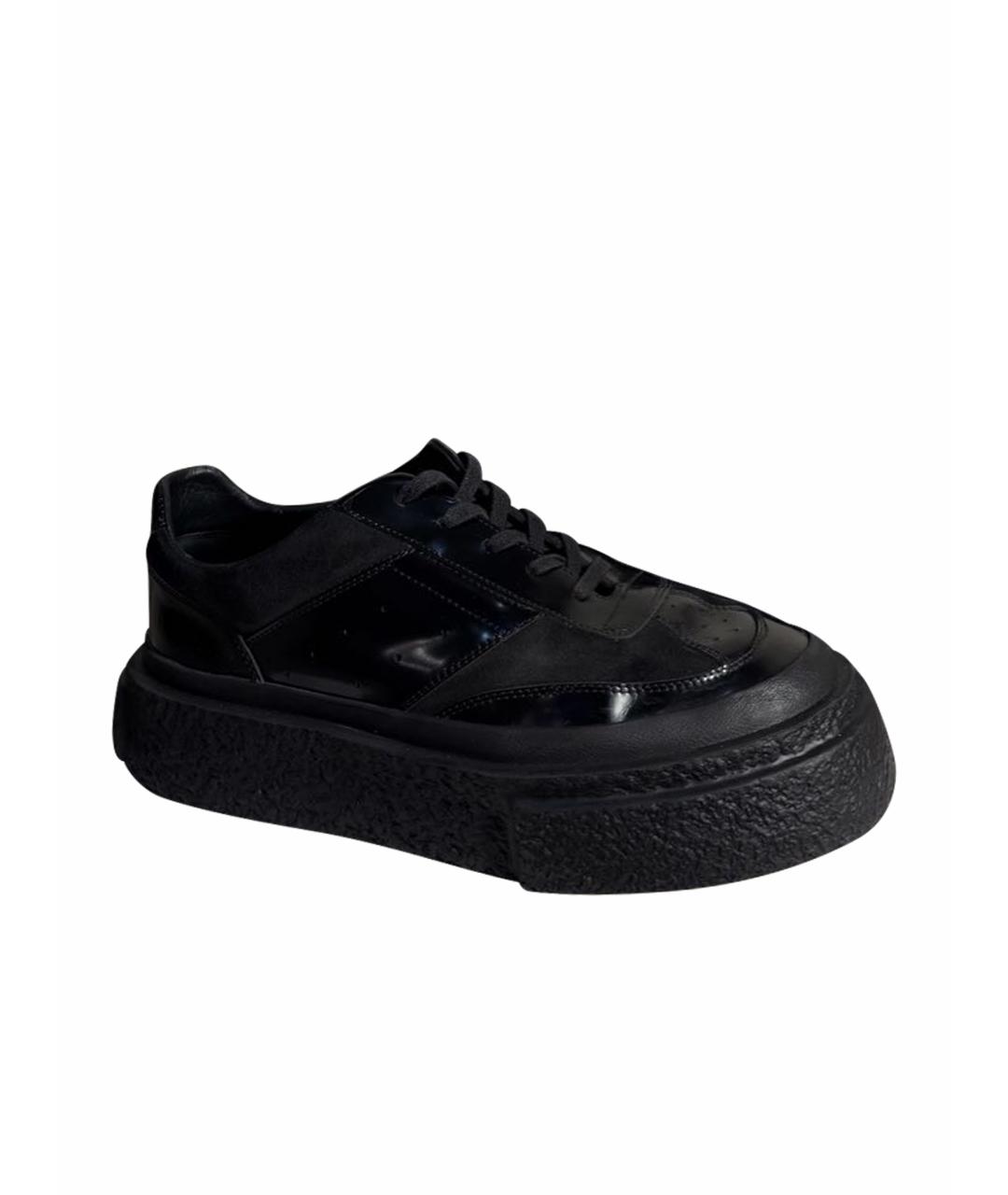 MM6 MAISON MARGIELA Черные кожаные низкие кроссовки / кеды, фото 1