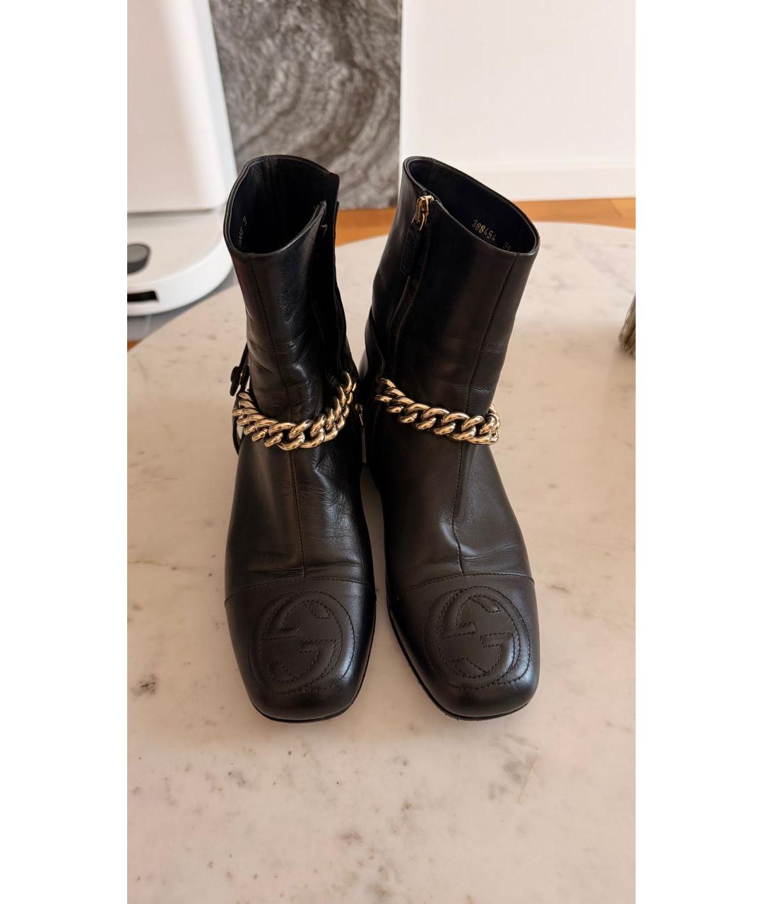 GUCCI Черные кожаные полусапоги, фото 2