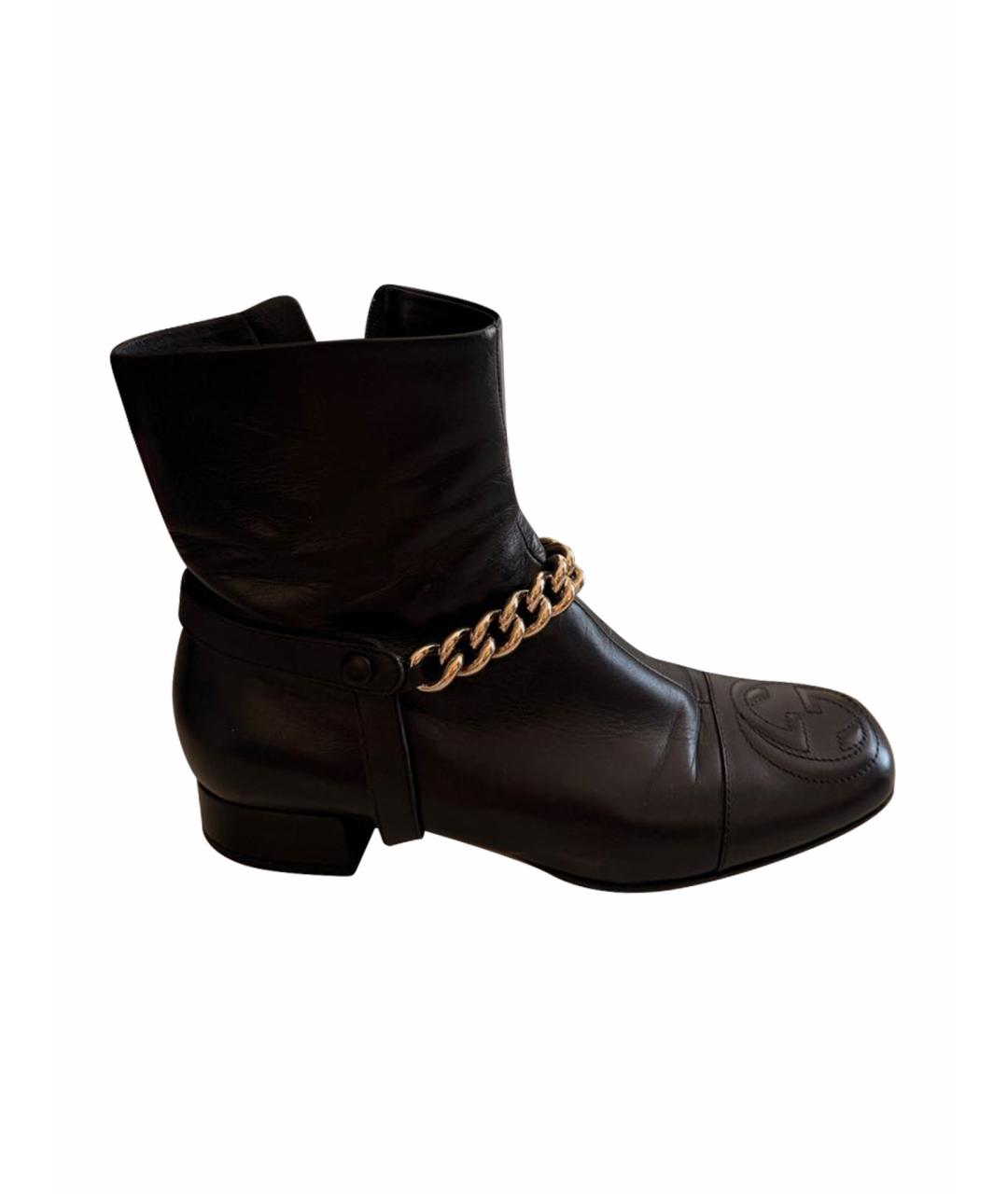 GUCCI Черные кожаные полусапоги, фото 6