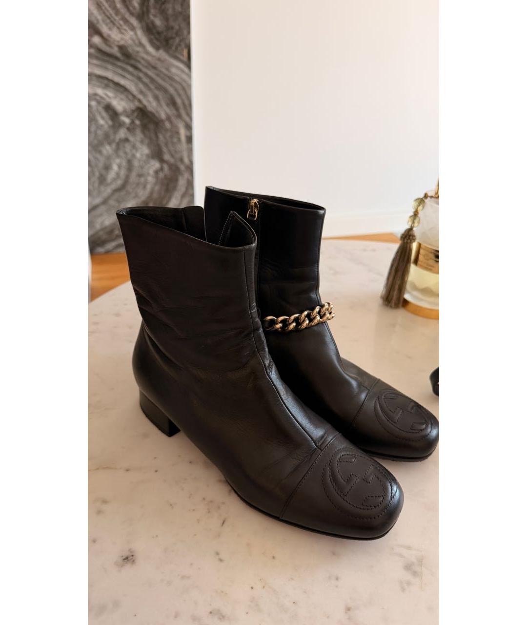 GUCCI Черные кожаные полусапоги, фото 3