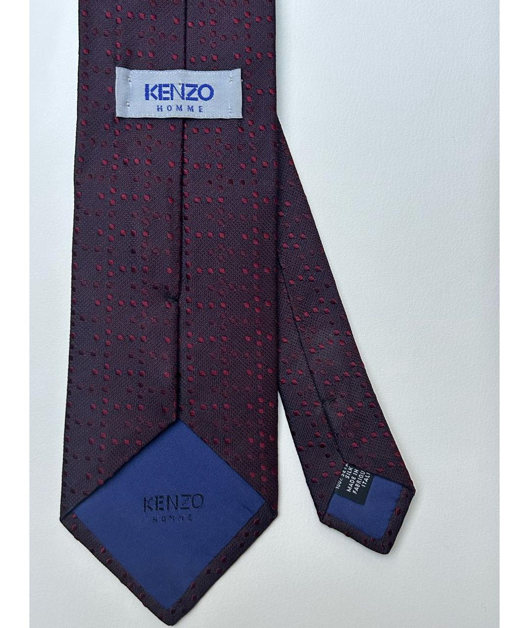 KENZO Бордовый шелковый галстук, фото 2