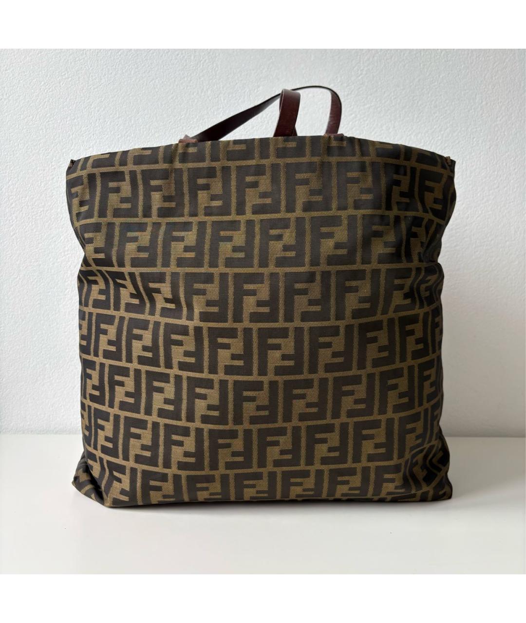 FENDI Коричневая канва сумка тоут, фото 3