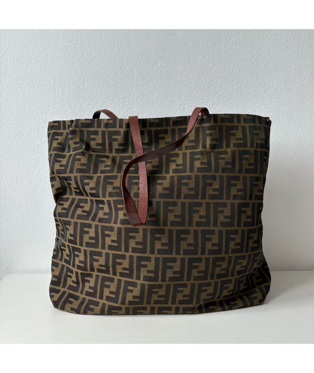 FENDI Коричневая канва сумка тоут, фото 7